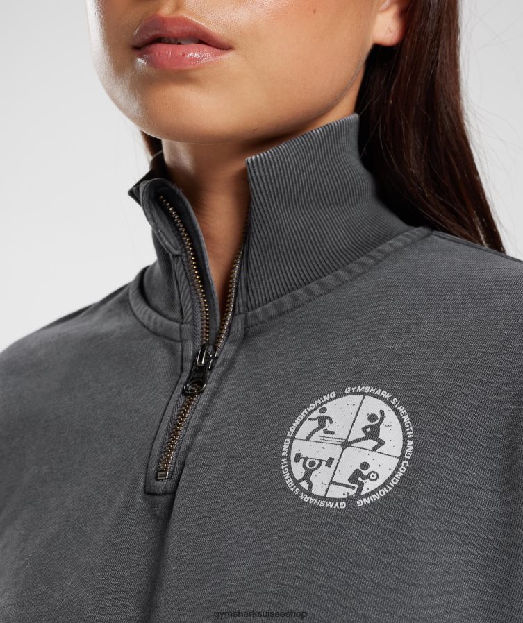 ch Gymshark femmes collégial 1/4 zip silhouette grise 02FP6T387 vêtements