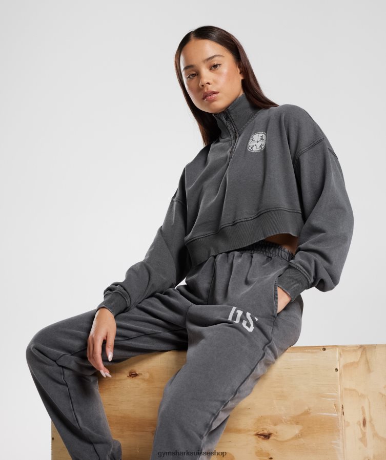 ch Gymshark femmes collégial 1/4 zip silhouette grise 02FP6T387 vêtements