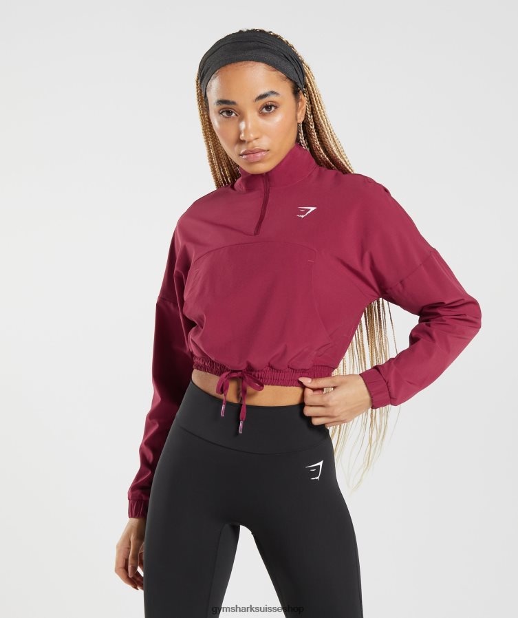 ch Gymshark femmes coupe-vent sportif rose groseille 02FP6T381 vêtements