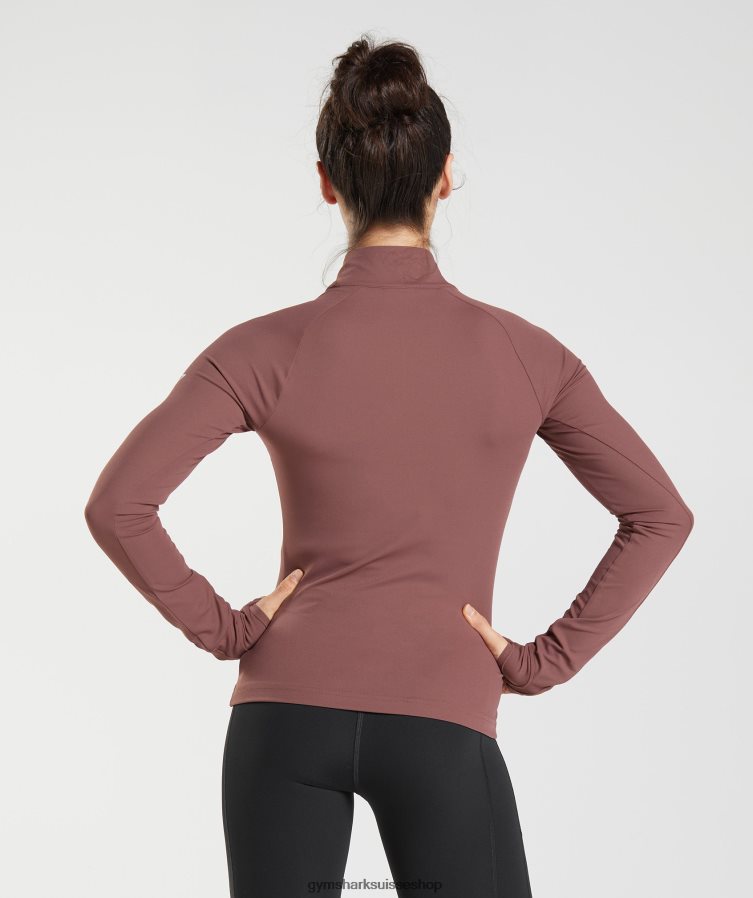 ch Gymshark femmes course 1/4 zip brun magenta 02FP6T359 vêtements