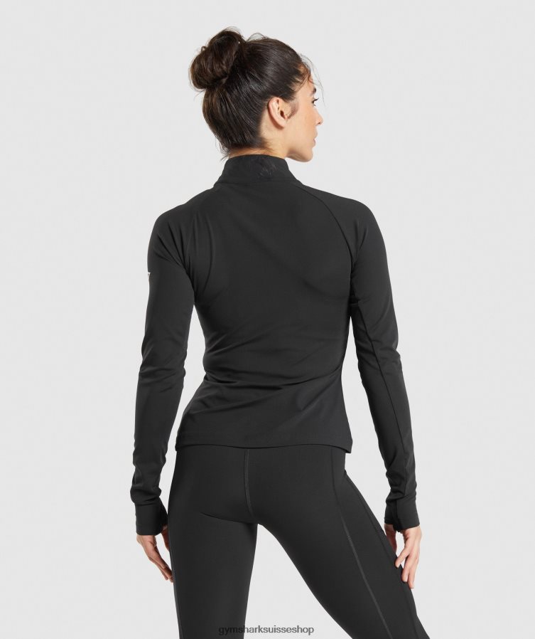 ch Gymshark femmes course 1/4 zip noir 02FP6T349 vêtements