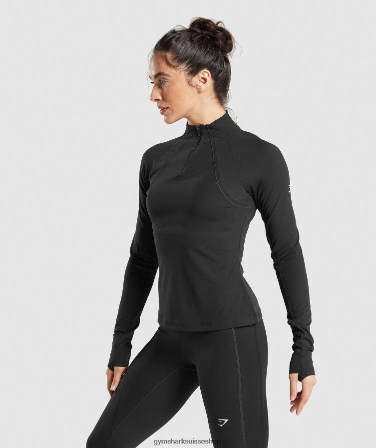 ch Gymshark femmes course 1/4 zip noir 02FP6T349 vêtements