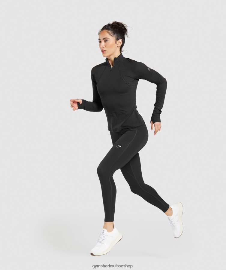 ch Gymshark femmes course 1/4 zip noir 02FP6T349 vêtements