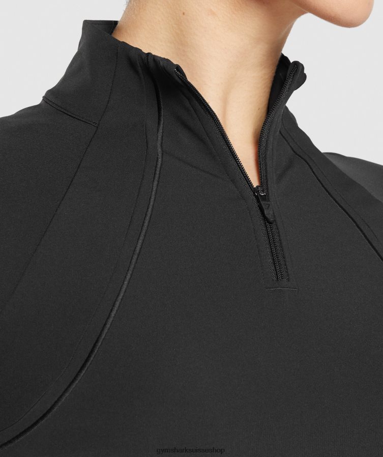ch Gymshark femmes course 1/4 zip noir 02FP6T349 vêtements