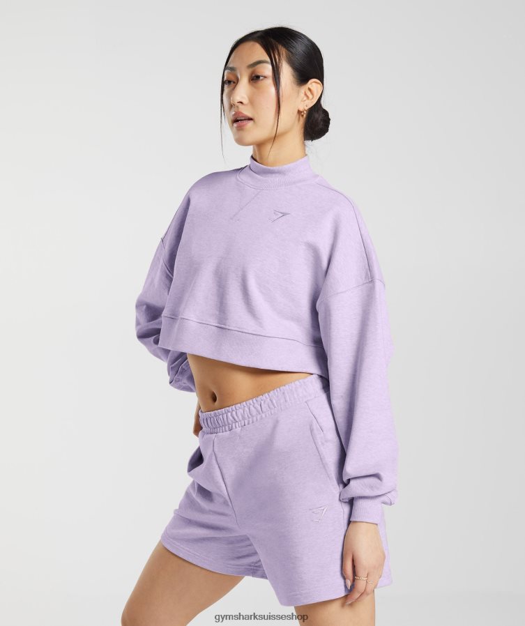 ch Gymshark femmes pull court en sueur pour jour de repos aura lilas chiné 02FP6T368 vêtements