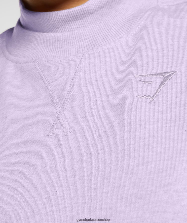 ch Gymshark femmes pull court en sueur pour jour de repos aura lilas chiné 02FP6T368 vêtements