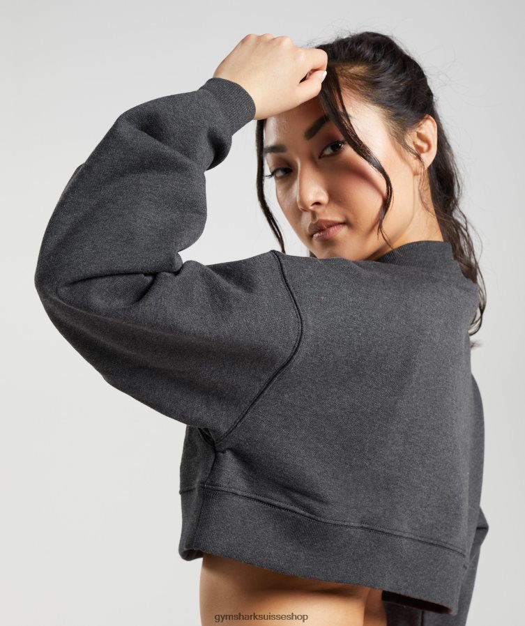 ch Gymshark femmes pull court en sueur pour jour de repos marne à noyau noir 02FP6T364 vêtements