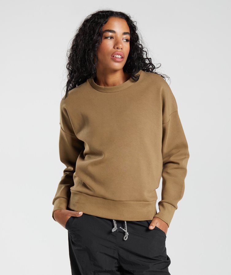 ch Gymshark femmes reprendre l'équipage de sueur flaque d'eau marron 02FP6T396 vêtements