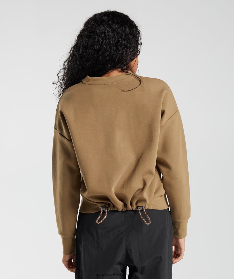 ch Gymshark femmes reprendre l\'équipage de sueur flaque d\'eau marron 02FP6T396 vêtements