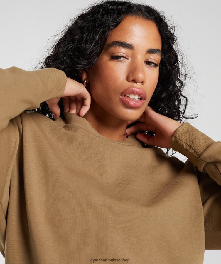 ch Gymshark femmes reprendre l\'équipage de sueur flaque d\'eau marron 02FP6T396 vêtements