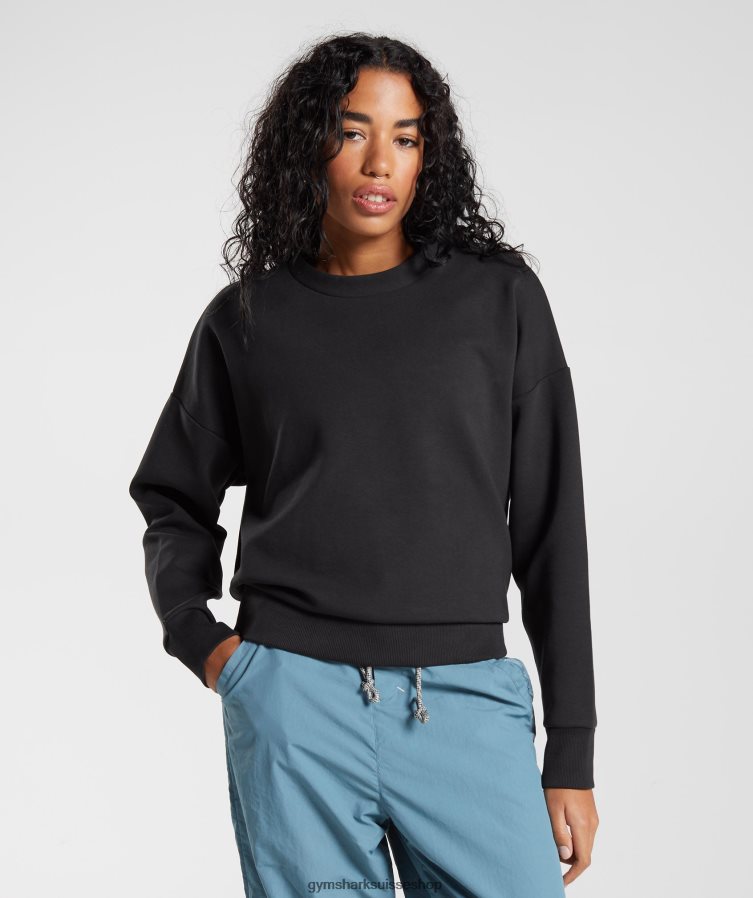 ch Gymshark femmes reprendre l\'équipage de sueur noir 02FP6T348 vêtements