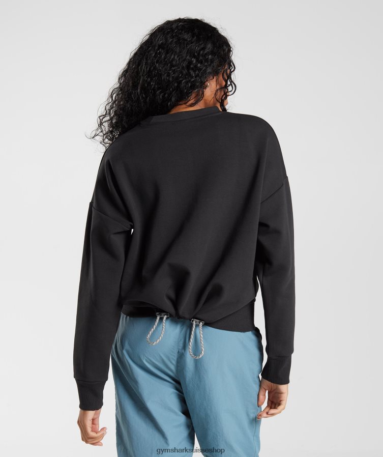 ch Gymshark femmes reprendre l\'équipage de sueur noir 02FP6T348 vêtements