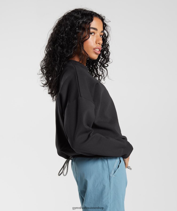 ch Gymshark femmes reprendre l\'équipage de sueur noir 02FP6T348 vêtements