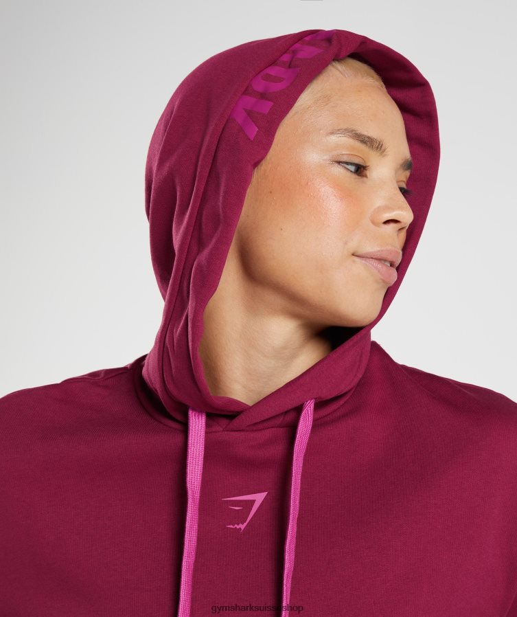 ch Gymshark femmes sweat à capuche Graphic Fraction rose groseille 02FP6T388 vêtements