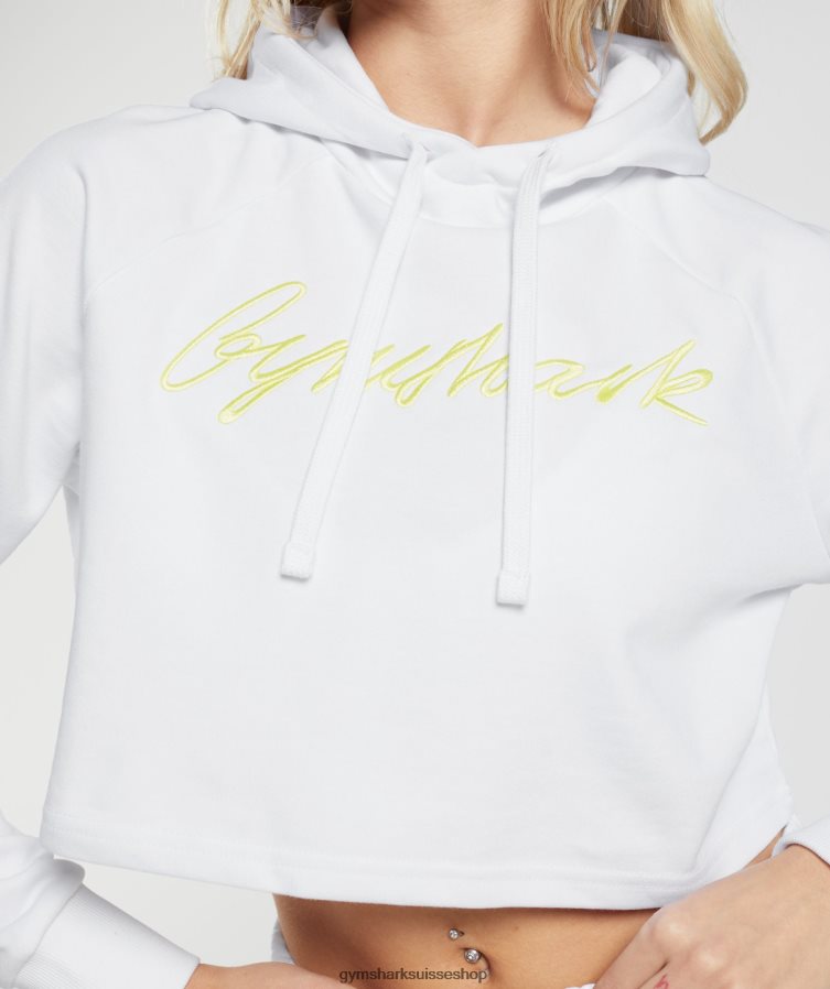 ch Gymshark femmes sweat à capuche crop brodé blanc 02FP6T375 vêtements