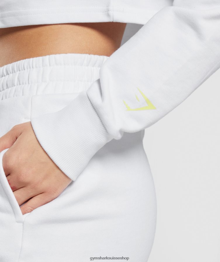 ch Gymshark femmes sweat à capuche crop brodé blanc 02FP6T375 vêtements