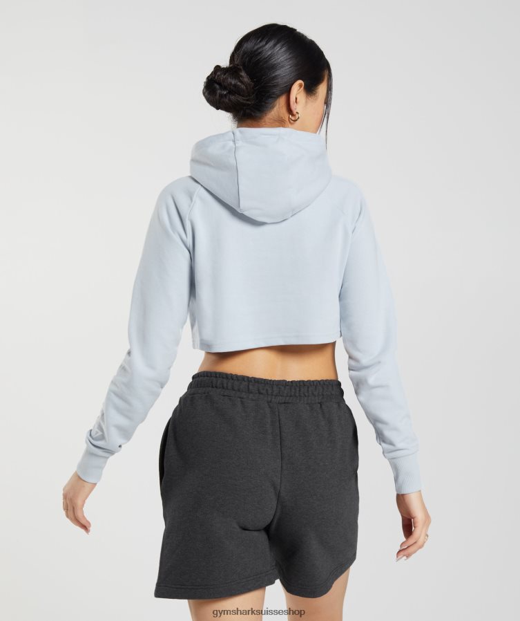 ch Gymshark femmes sweat à capuche crop brodé gris pierre de rivière 02FP6T382 vêtements