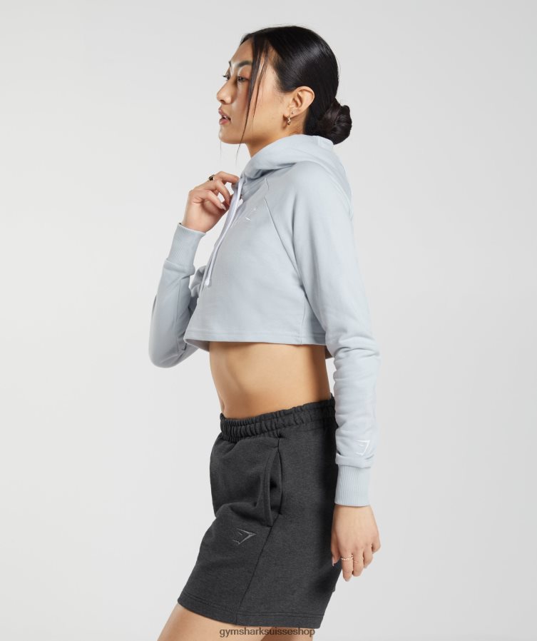 ch Gymshark femmes sweat à capuche crop brodé gris pierre de rivière 02FP6T382 vêtements
