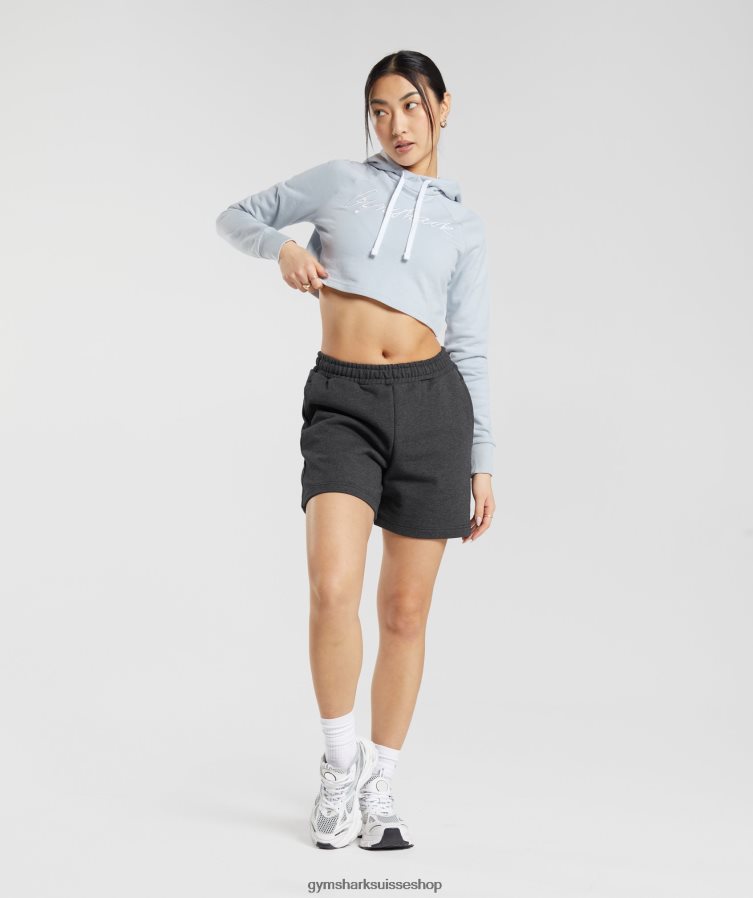 ch Gymshark femmes sweat à capuche crop brodé gris pierre de rivière 02FP6T382 vêtements