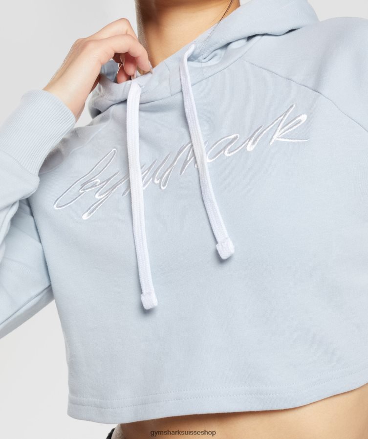ch Gymshark femmes sweat à capuche crop brodé gris pierre de rivière 02FP6T382 vêtements