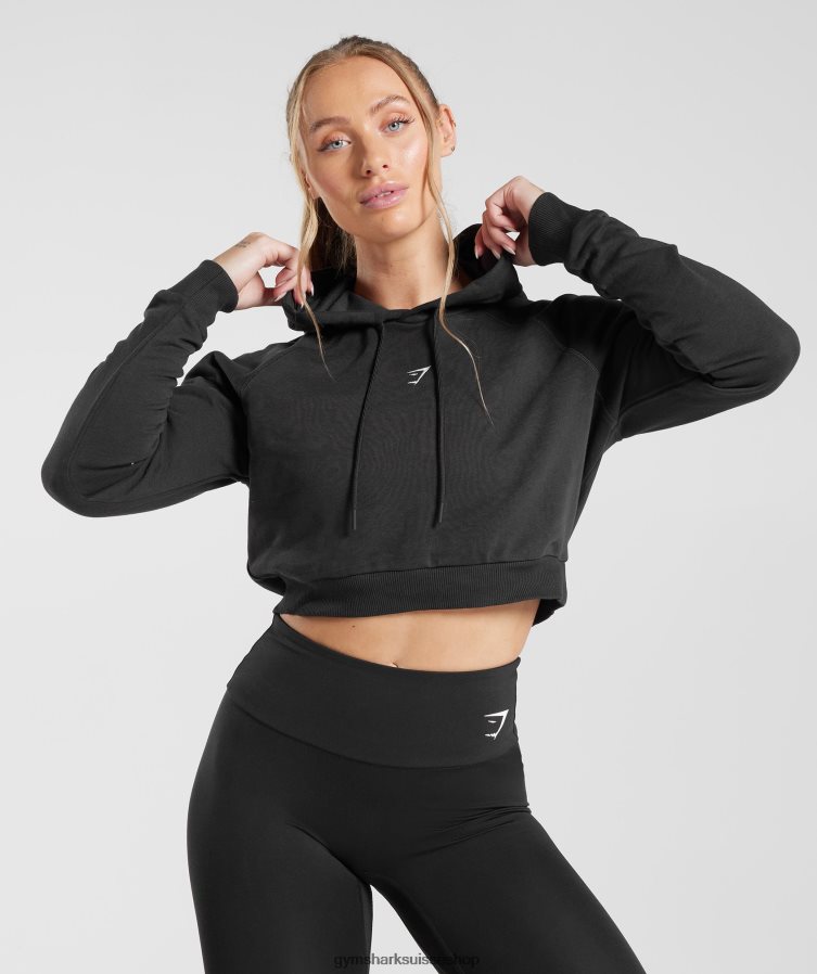 ch Gymshark femmes sweat à capuche crop noir 02FP6T372 vêtements