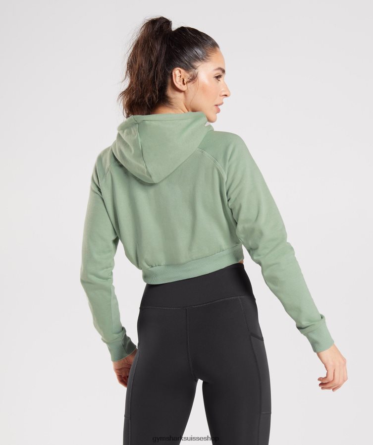 ch Gymshark femmes sweat à capuche crop vert sauge du désert 02FP6T357 vêtements