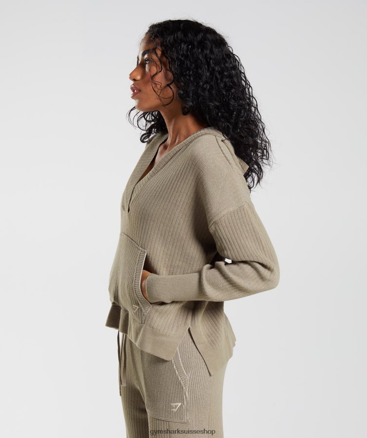 ch Gymshark femmes sweat à capuche en maille pause marron ciment/gris caillou 02FP6T384 vêtements