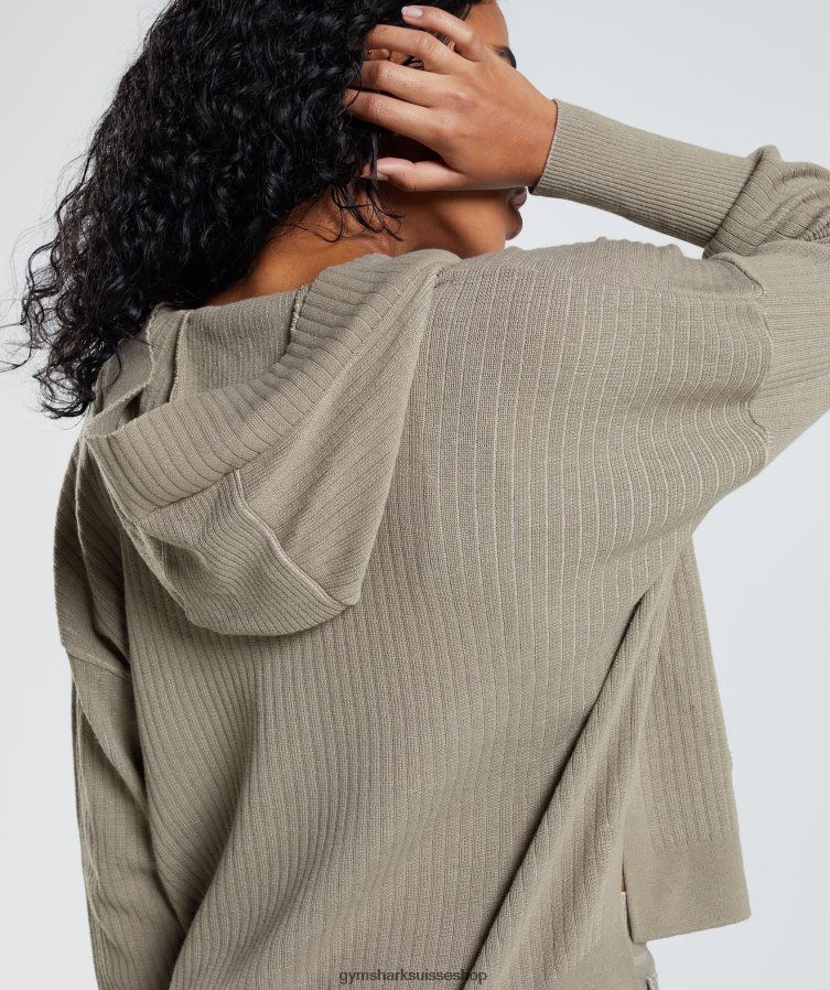 ch Gymshark femmes sweat à capuche en maille pause marron ciment/gris caillou 02FP6T384 vêtements