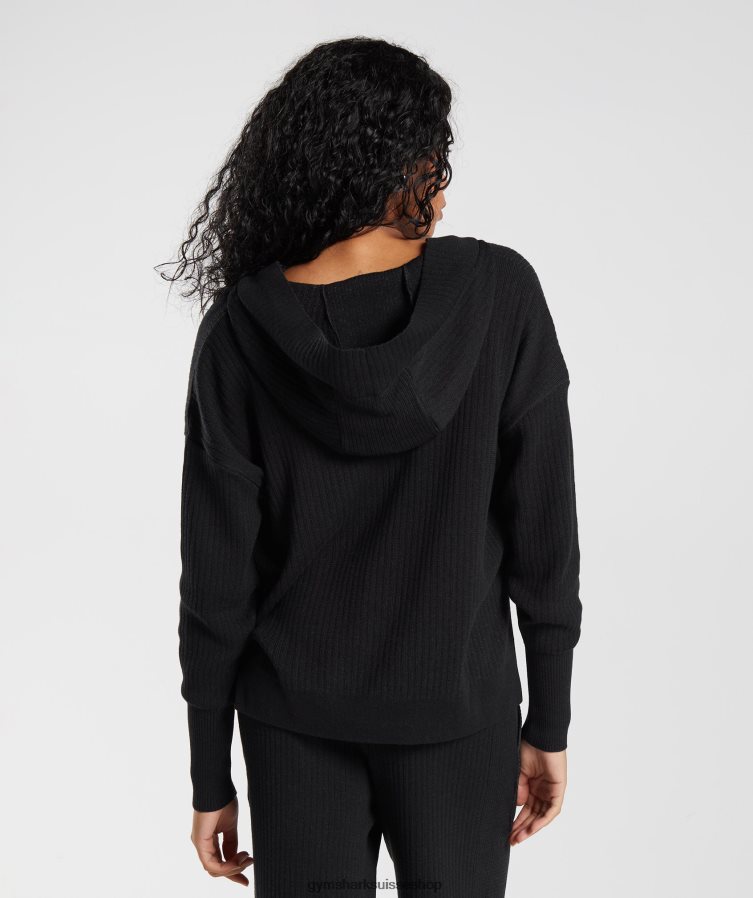 ch Gymshark femmes sweat à capuche en maille pause noir/gris onyx 02FP6T353 vêtements