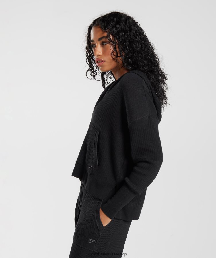 ch Gymshark femmes sweat à capuche en maille pause noir/gris onyx 02FP6T353 vêtements