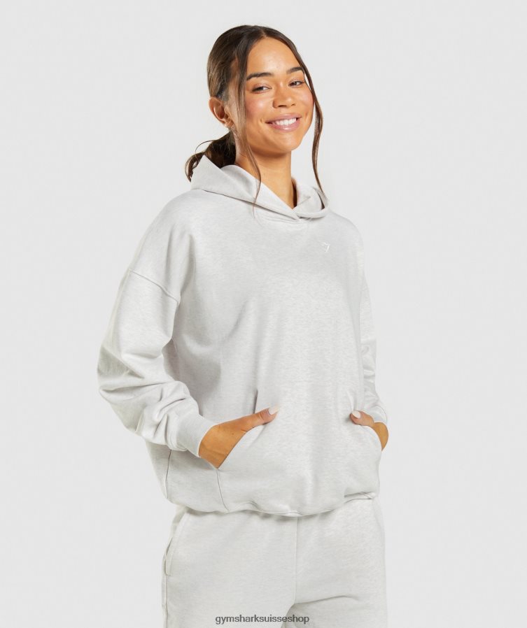 ch Gymshark femmes sweat à capuche jour de repos blanc chiné 02FP6T361 vêtements