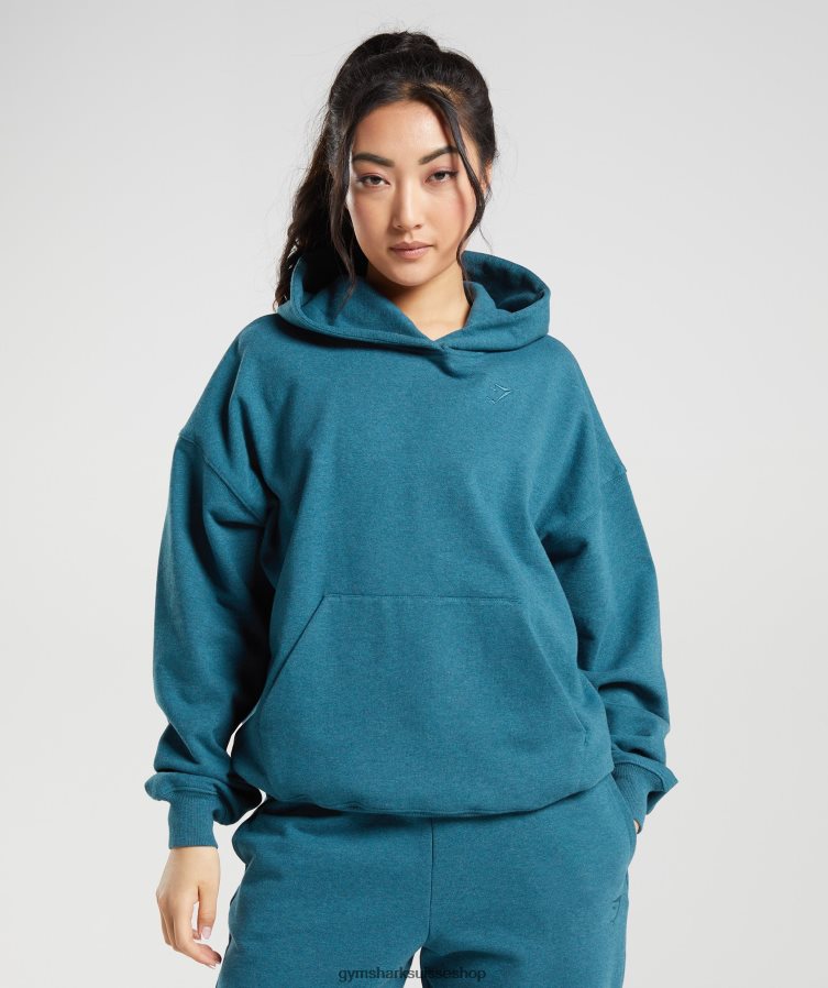 ch Gymshark femmes sweat à capuche jour de repos bleu acier chiné 02FP6T385 vêtements