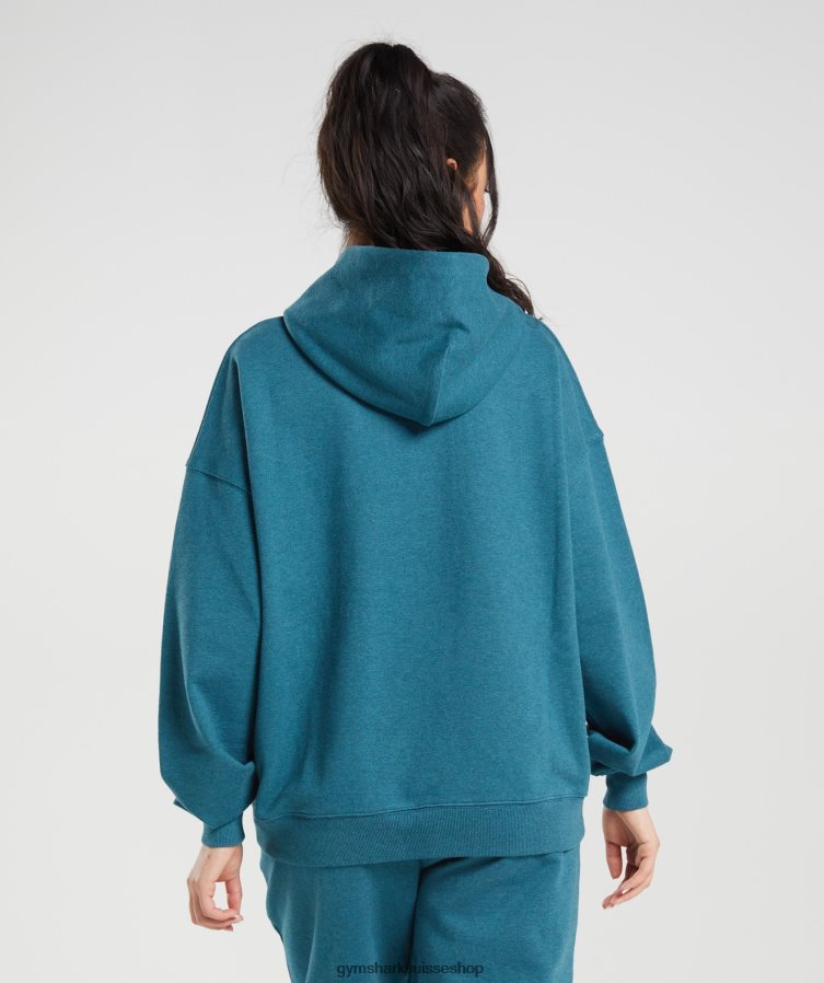 ch Gymshark femmes sweat à capuche jour de repos bleu acier chiné 02FP6T385 vêtements