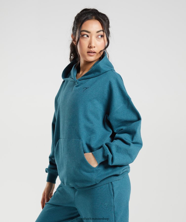 ch Gymshark femmes sweat à capuche jour de repos bleu acier chiné 02FP6T385 vêtements