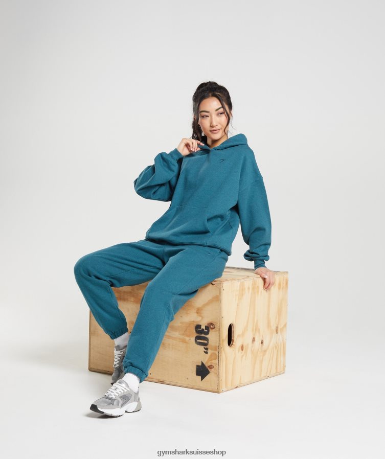 ch Gymshark femmes sweat à capuche jour de repos bleu acier chiné 02FP6T385 vêtements