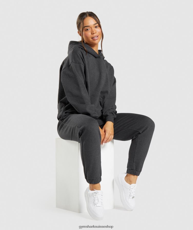 ch Gymshark femmes sweat à capuche jour de repos noir chiné 02FP6T345 vêtements