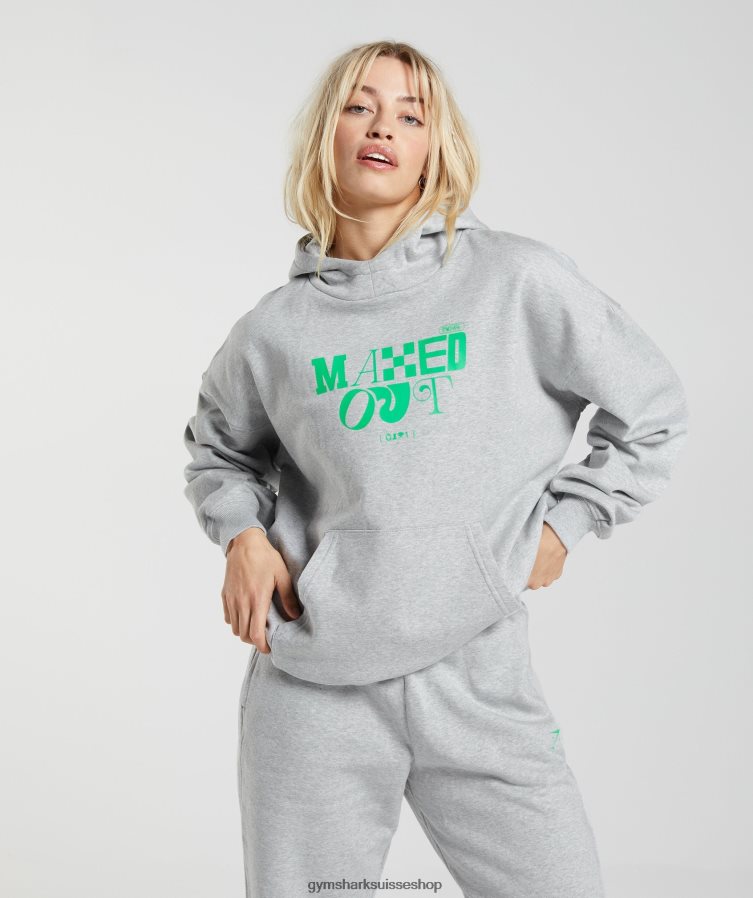 ch Gymshark femmes sweat à capuche maximisé gris clair chiné 02FP6T360 vêtements