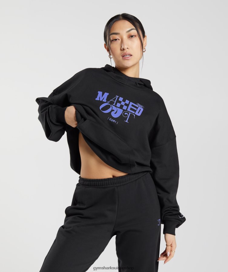 ch Gymshark femmes sweat à capuche maximisé noir 02FP6T355 vêtements