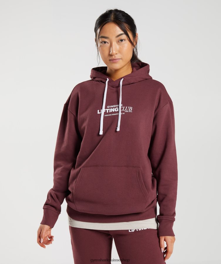ch Gymshark femmes sweat à capuche oversize social club brun cerise 02FP6T398 vêtements