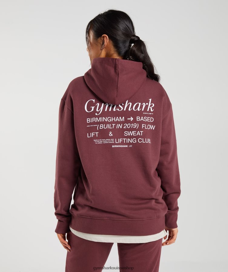 ch Gymshark femmes sweat à capuche oversize social club brun cerise 02FP6T398 vêtements