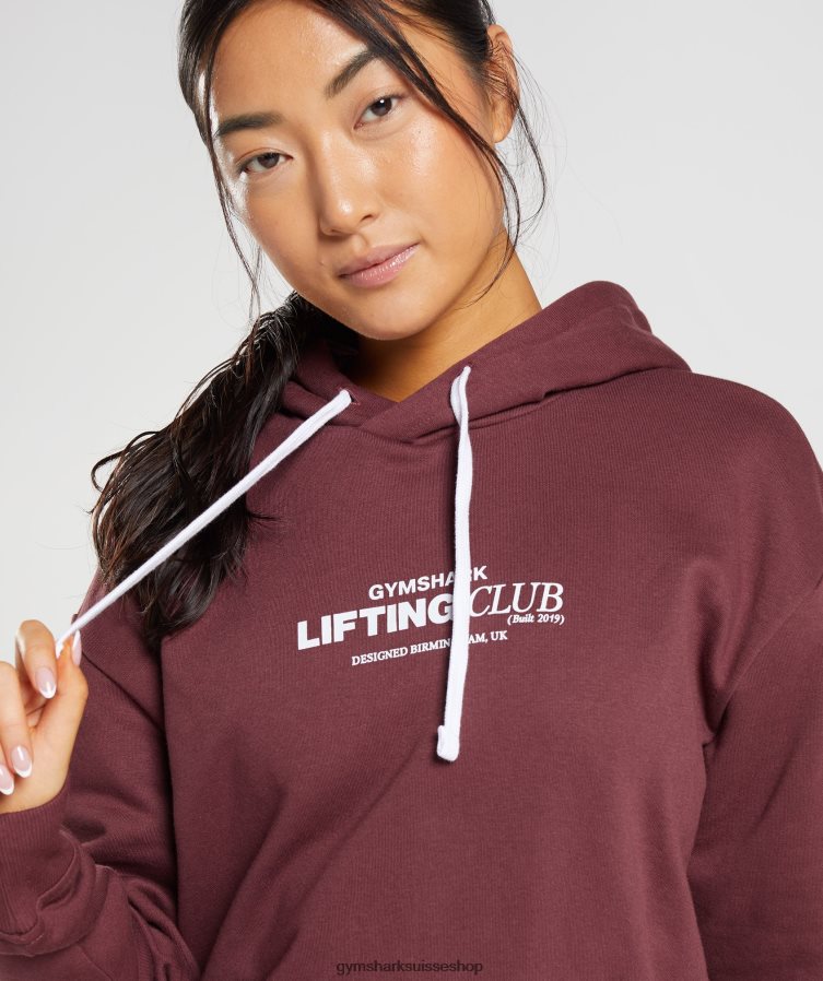 ch Gymshark femmes sweat à capuche oversize social club brun cerise 02FP6T398 vêtements