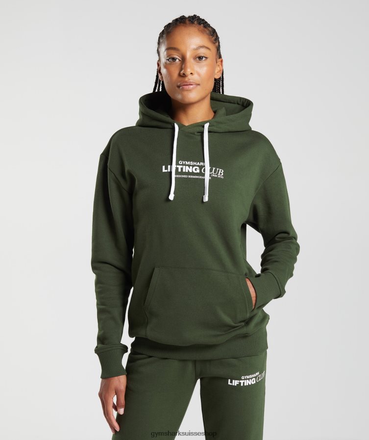 ch Gymshark femmes sweat à capuche oversize social club mousse d'olivier 02FP6T378 vêtements