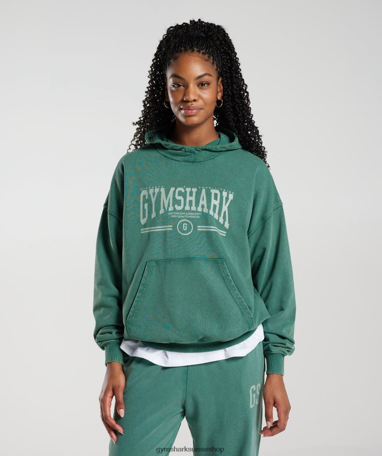 ch Gymshark femmes sweat à capuche oversize universitaire sarcelle d'encre 02FP6T392 vêtements