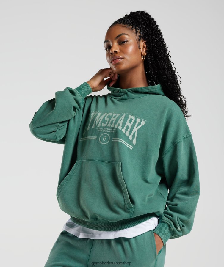 ch Gymshark femmes sweat à capuche oversize universitaire sarcelle d\'encre 02FP6T392 vêtements