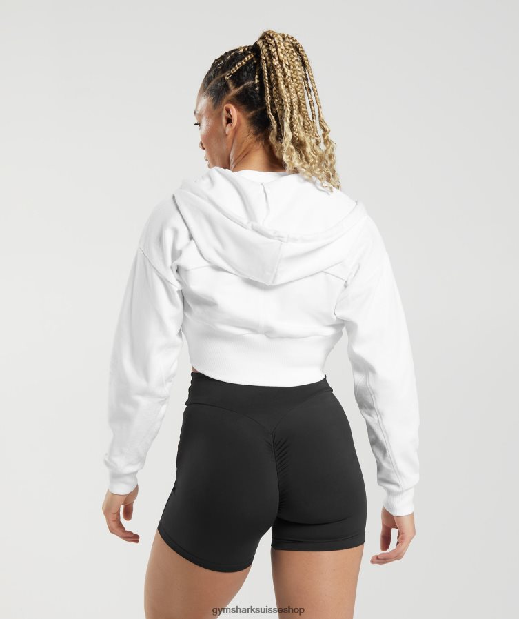 ch Gymshark femmes sweat à capuche zippé court gs power blanc 02FP6T347 vêtements