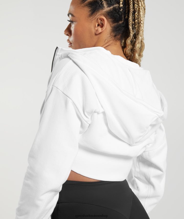 ch Gymshark femmes sweat à capuche zippé court gs power blanc 02FP6T347 vêtements
