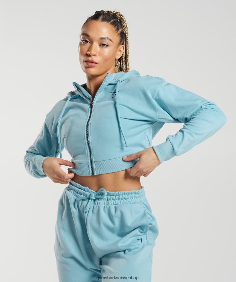 ch Gymshark femmes sweat à capuche zippé court gs power bleu glacier 02FP6T389 vêtements