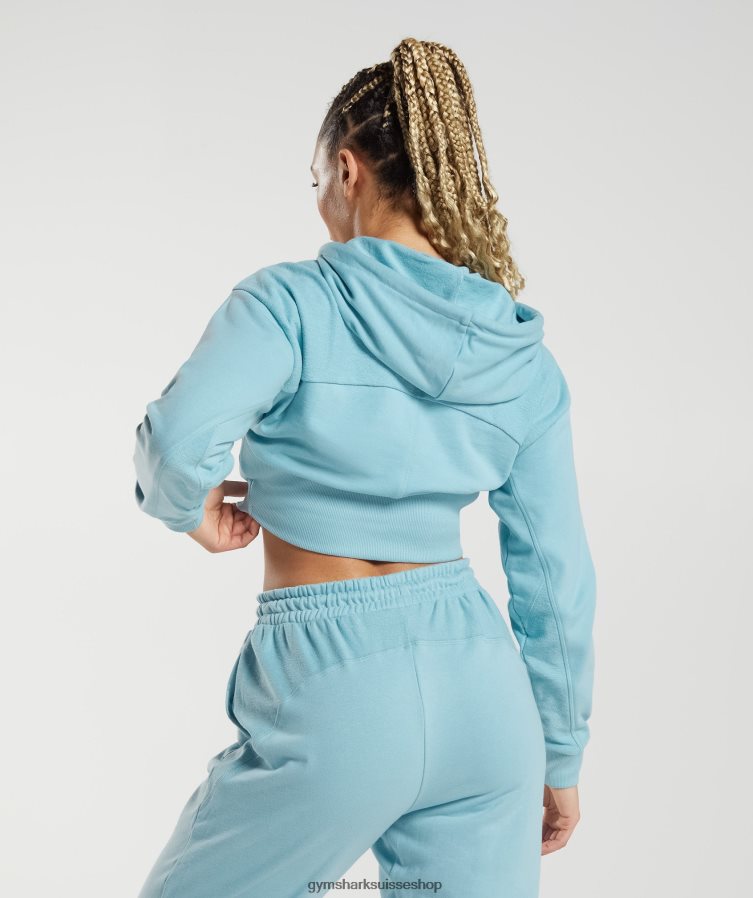 ch Gymshark femmes sweat à capuche zippé court gs power bleu glacier 02FP6T389 vêtements