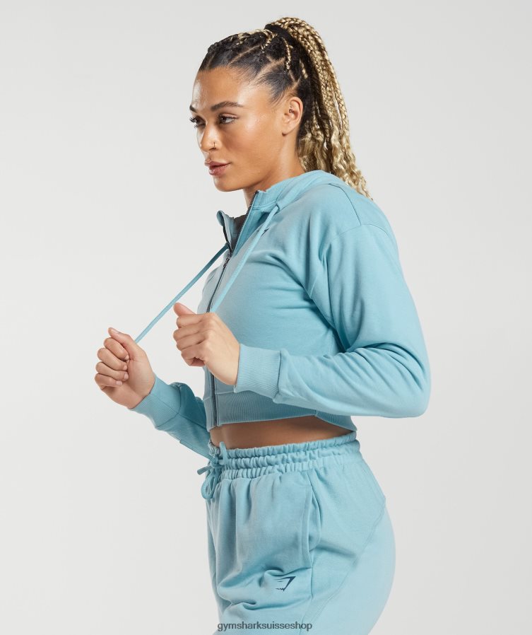 ch Gymshark femmes sweat à capuche zippé court gs power bleu glacier 02FP6T389 vêtements