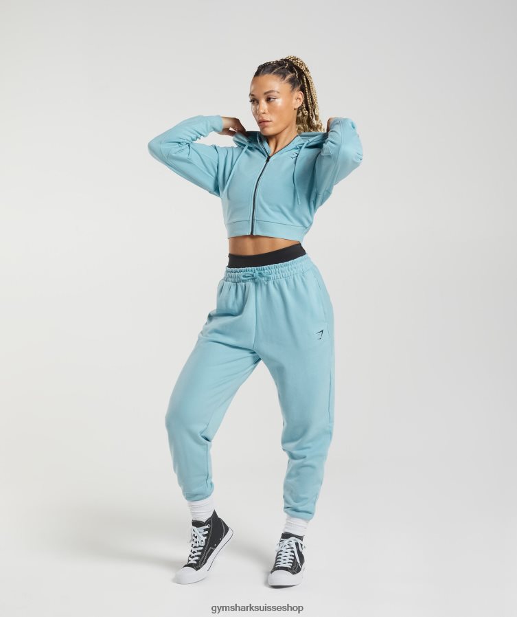 ch Gymshark femmes sweat à capuche zippé court gs power bleu glacier 02FP6T389 vêtements